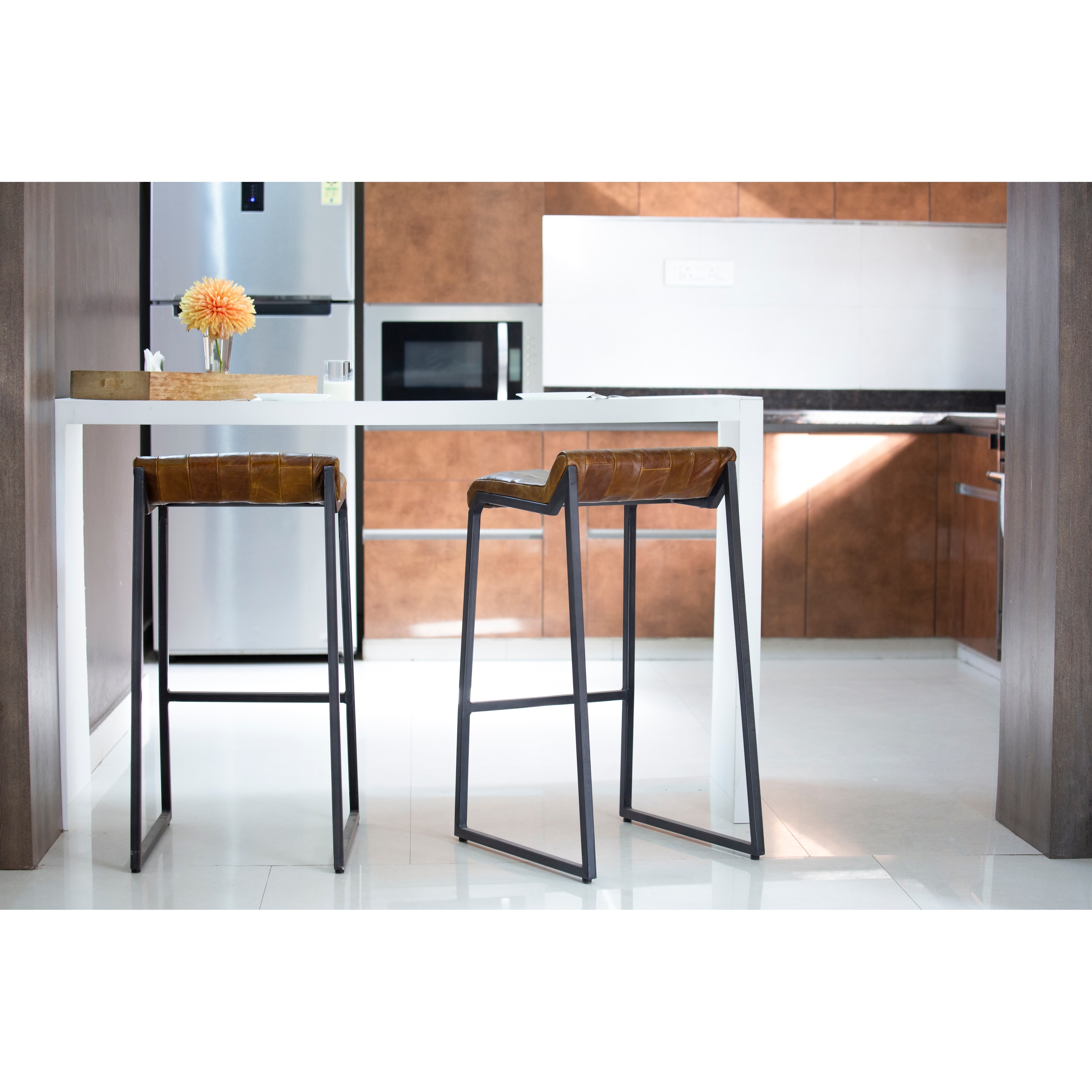 Top grain 2025 leather counter stools