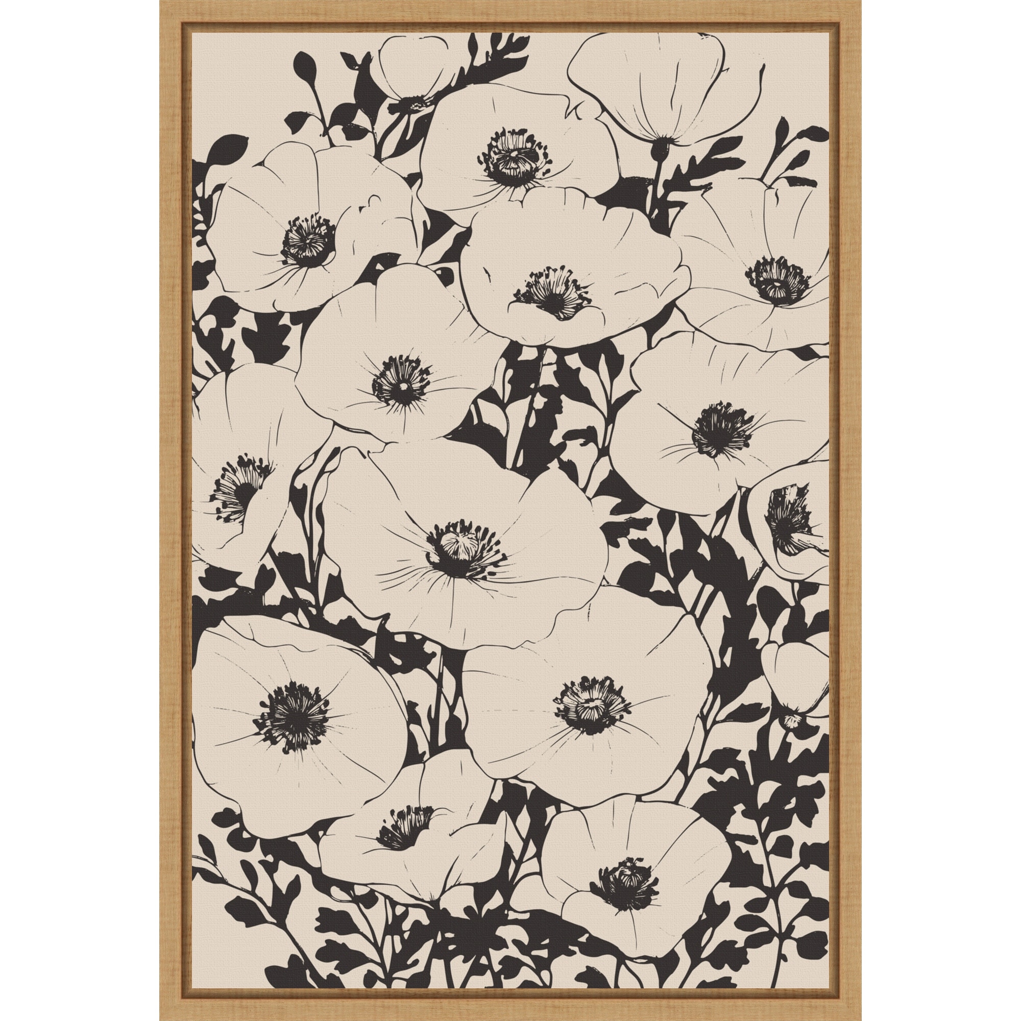 Abstract Floral Flower Pattern by Melloi Art Prints Framed Canvas Wall Art