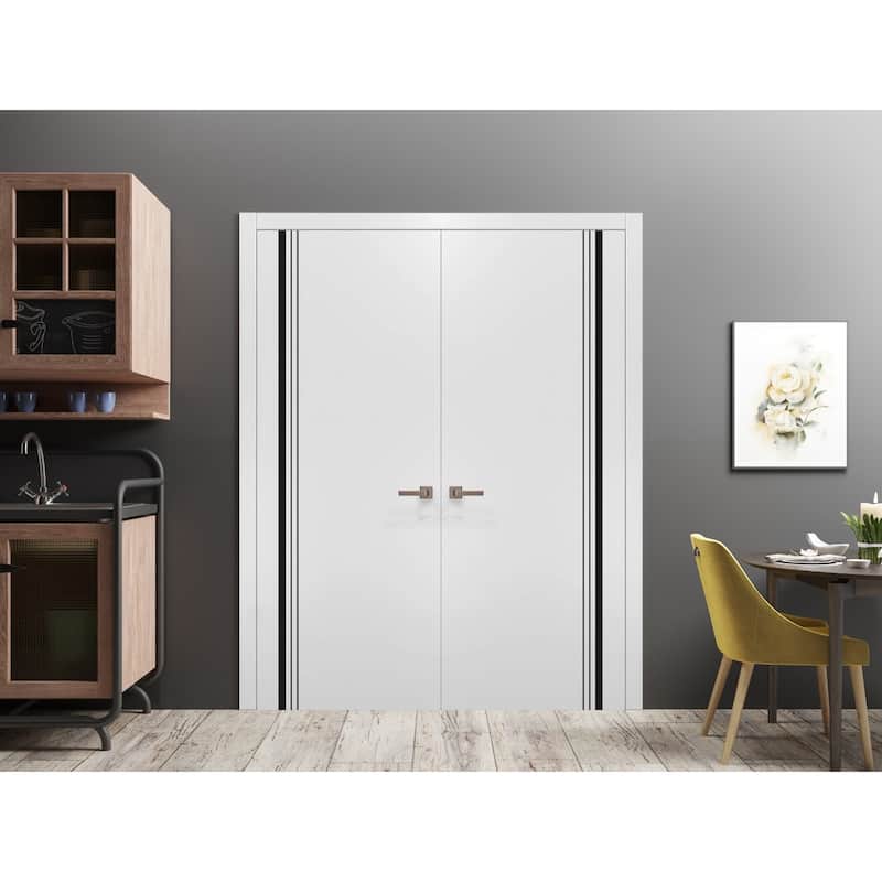 Slab Barn Door Panel 18 x 80 Planum 0011 White Silk with Sturdy Finished