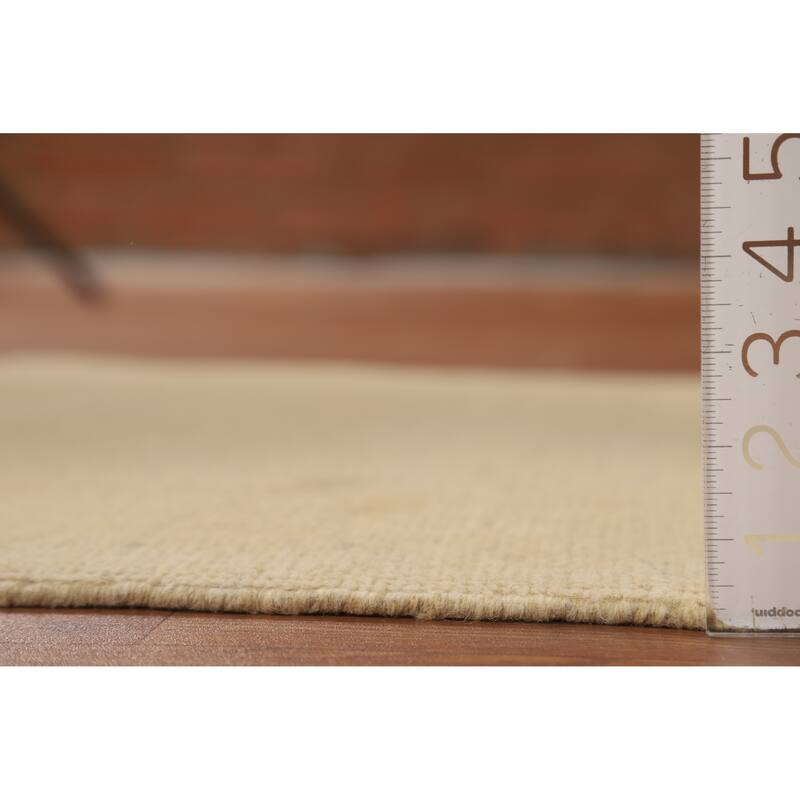 Muted Gold Gabbeh Modern Foyer Rug Hand-Knotted Wool Carpet - 3'0"x 4'0"