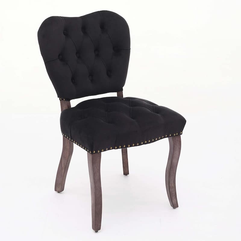 French Vintage Tufted Upholstered Fabric Dining Chair,Set of 2