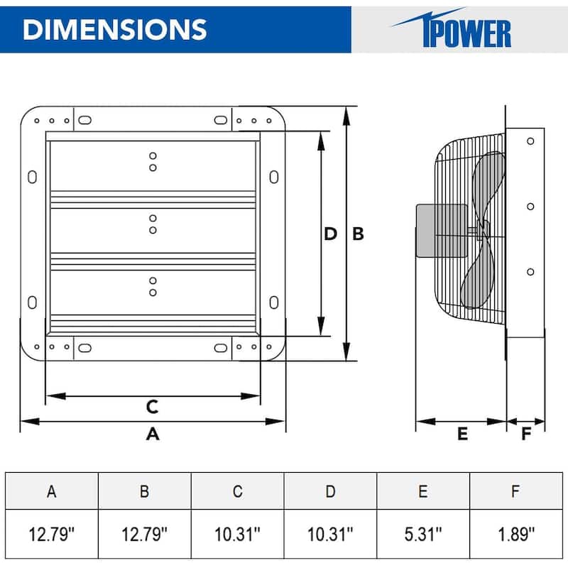 IPower 10 Inch Shutter Exhaust Fan Aluminum