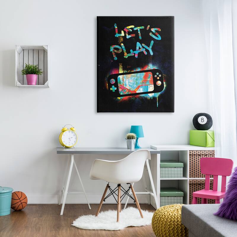 Stupell Let's Play Video Games Neon Street Style Canvas Wall Art, Design by Victoria Barnes