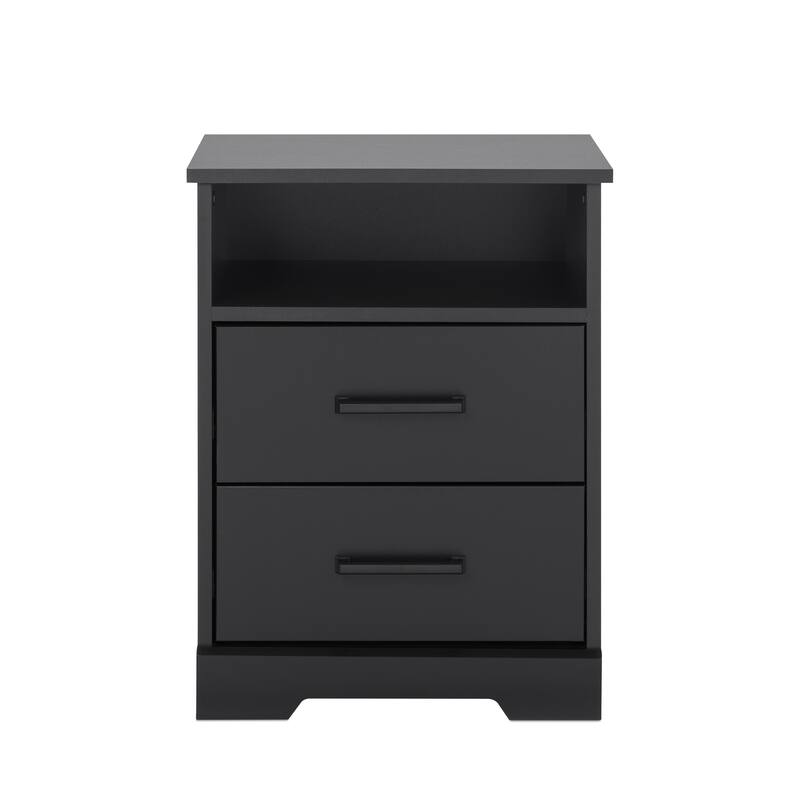Prepac Rustic Ridge Farmhouse Nightstand Bedside Table, Nightstand for Bedroom, End Table with 2 Drawers and Open Shelf