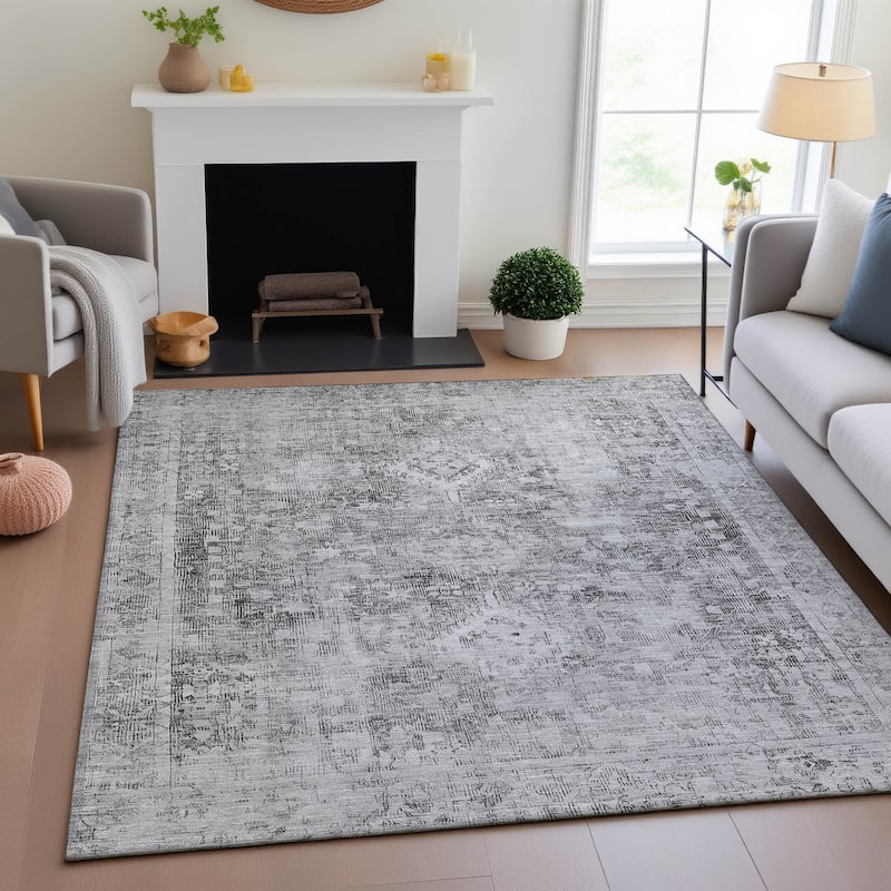 Premium Washable Super Soft Vintage Traditional Mayfield Rug - Charcoal - 3' x 5'