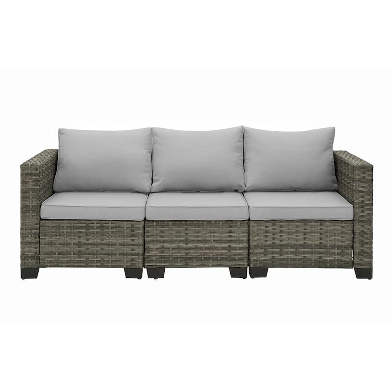 6-Piece Outdoor Wicker Sectional Sofa Set With Cushions And Coffee Table