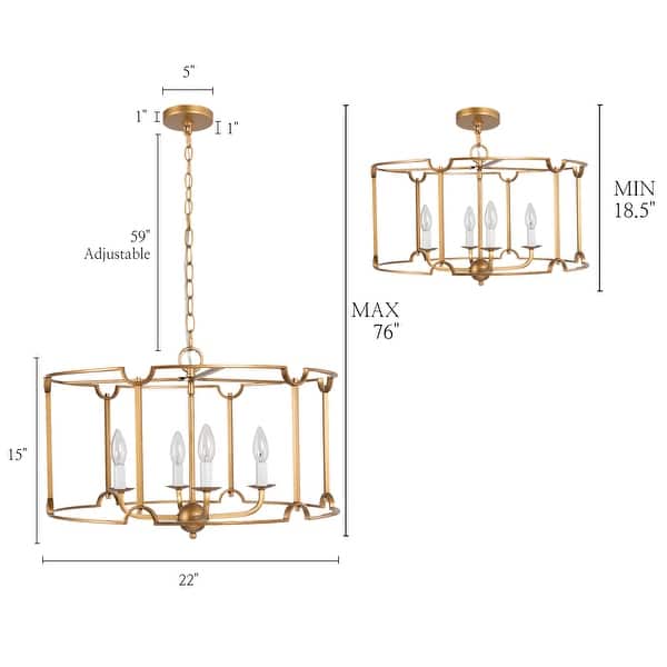 LALUZ Alisar Mid-century Modern Drum Chandelier Farmhouse Lantern ...