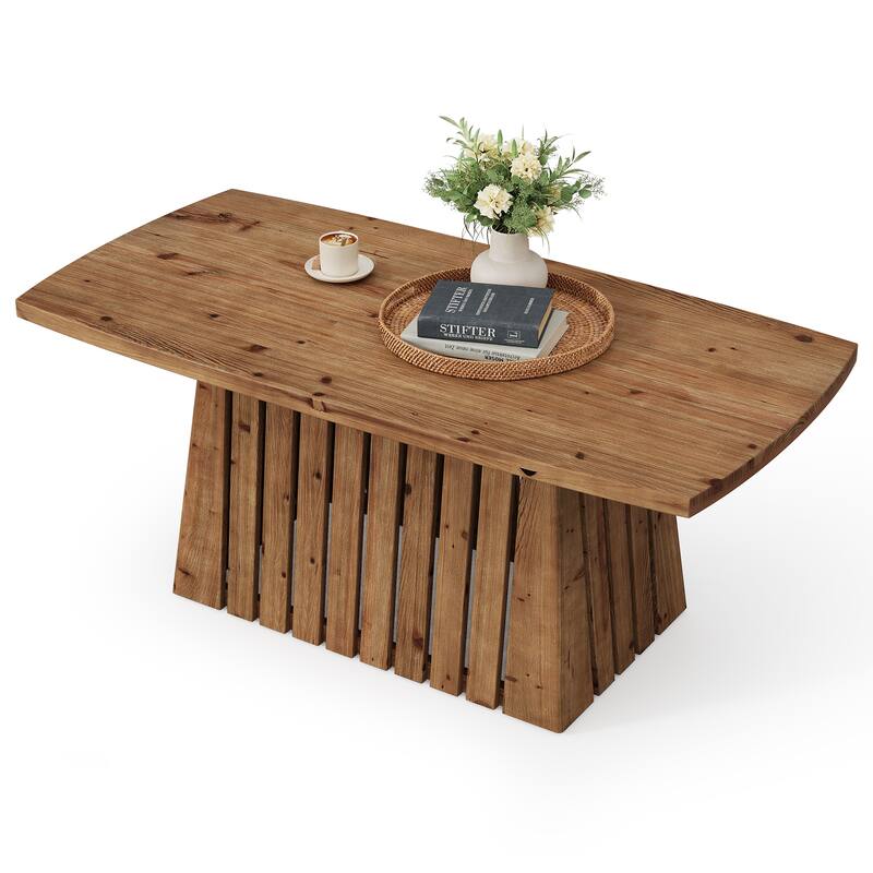 47-Inch Solid Wood Coffee Table, Rectangular Center Table for Living Room