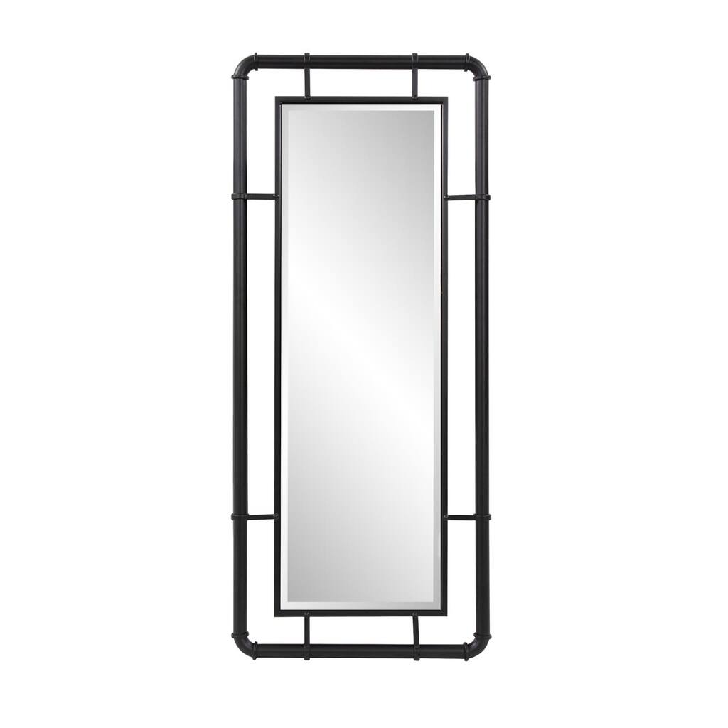 Allan Andrews Matte Black Pipe Framed Industrial Dressing Mirror - 42"H x 18"W x 2"D