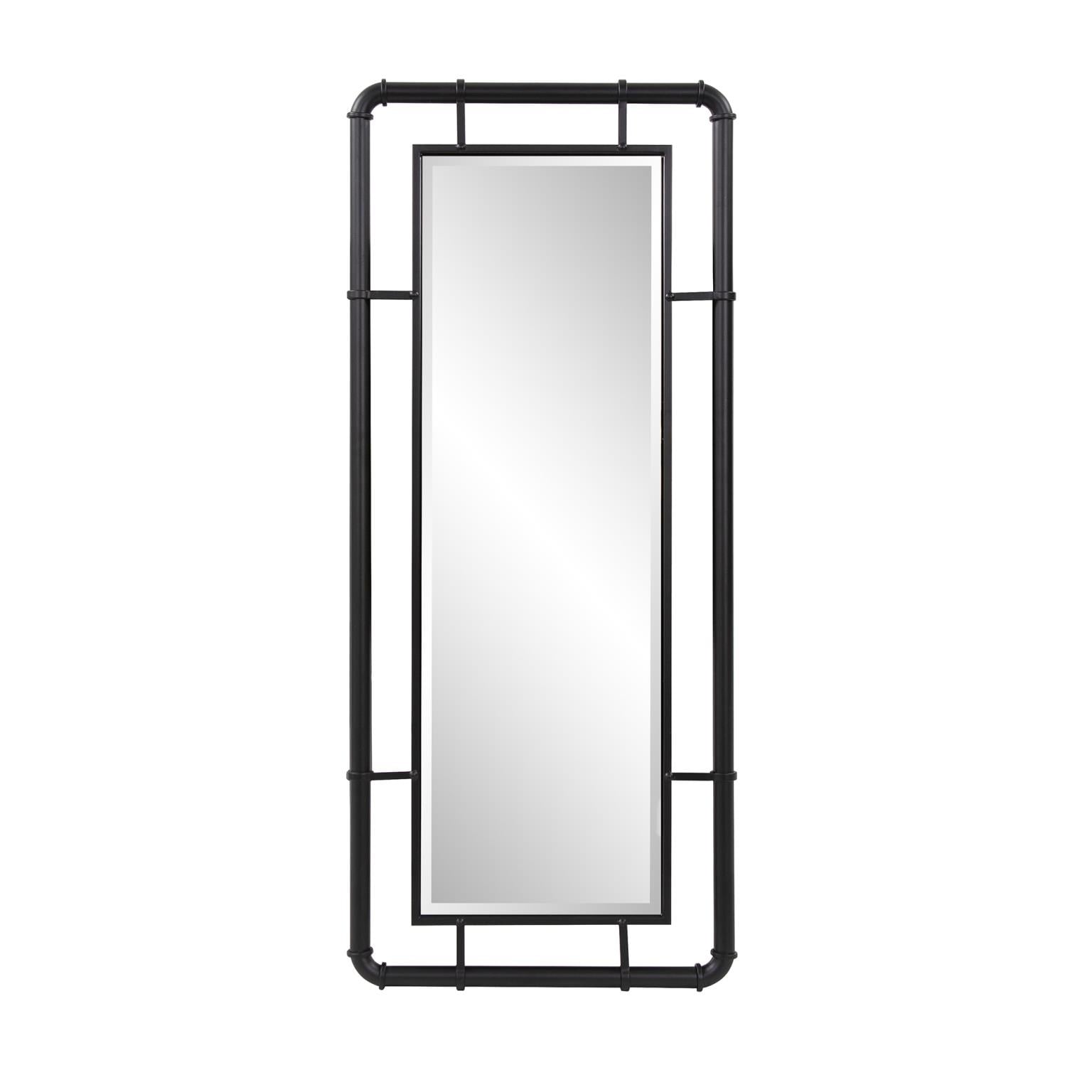 Allan Andrews Matte Black Pipe Framed Industrial Dressing Mirror - 42"H x 18"W x 2"D