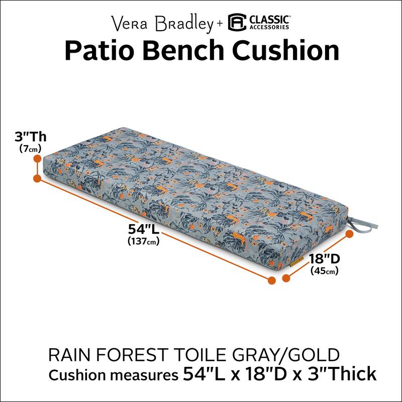 Vera Bradley by Classic Accessories Water-Resistant Patio Bench Cushion