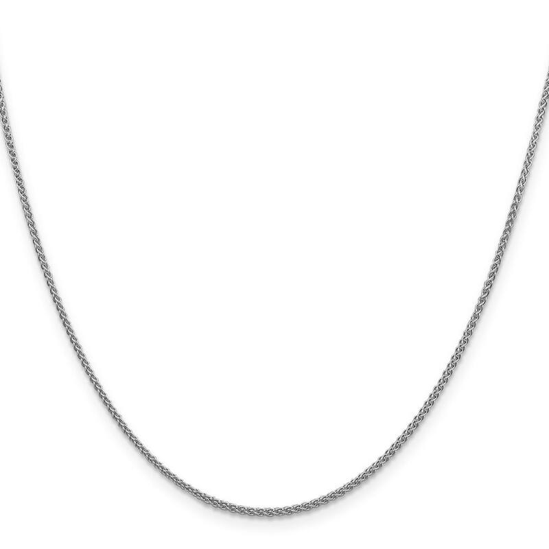 Curata 10k White Gold Solid 1.5mm Diamond-Cut Wheat Chain Necklace Options: 16 18 20