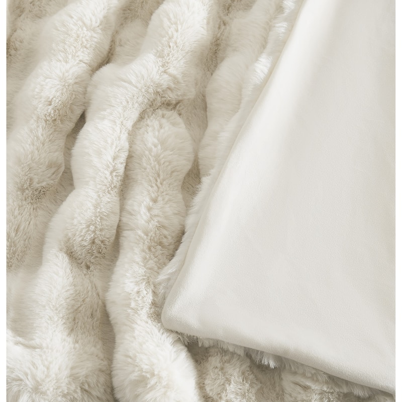Brooklyn Loom Bubble Faux Fur 3 Piece Comforter Set - King - Ivory