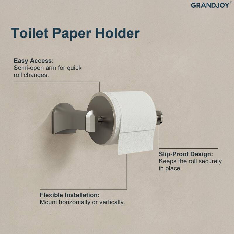 GRANDJOY 4-Piece Stainless Steel Bathroom Hardware Set with Wall Mount Double Towel Bar