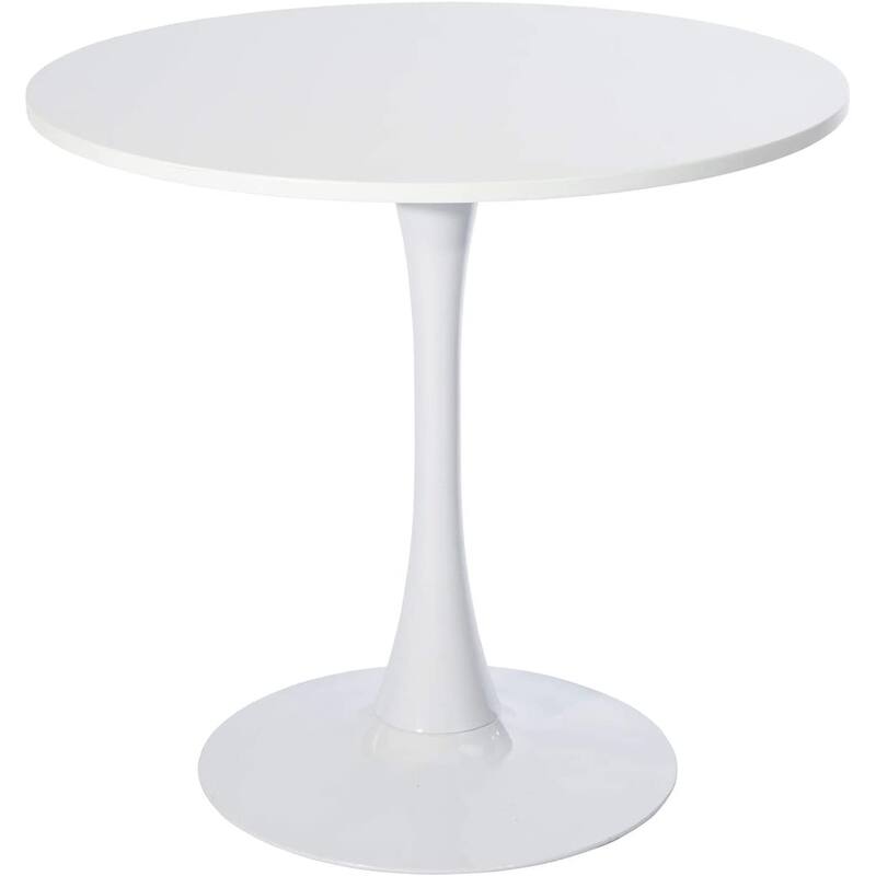 HomyLin 31.5 inches Round Dining Table with Pedestal Base - White