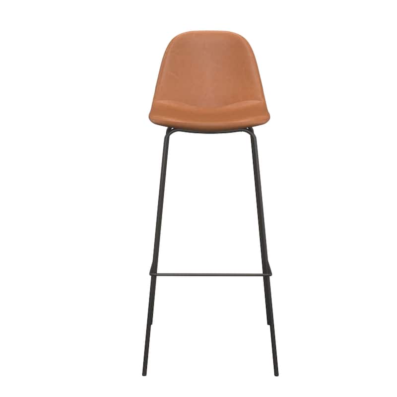 Maxine Vegan Leather Bar Height Stools Black Legs (Set of 2)