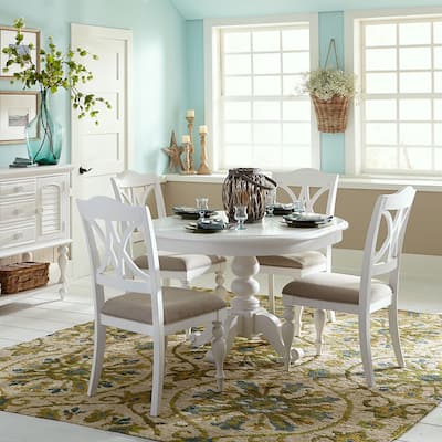 Summer House Oyster White Round Pedestal Table Only