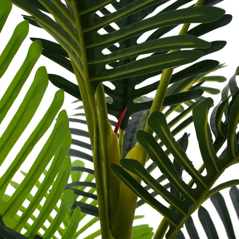 Roomfitters 61'' Artificial Palm Tree Set of 2, Tall Faux Indoor Plants with Black Plastic Pots for Home Decor, Green