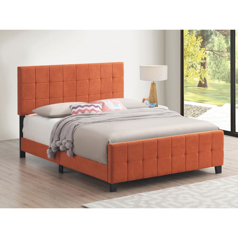 Destiny Grid Tufted Upholstered Panel Bed