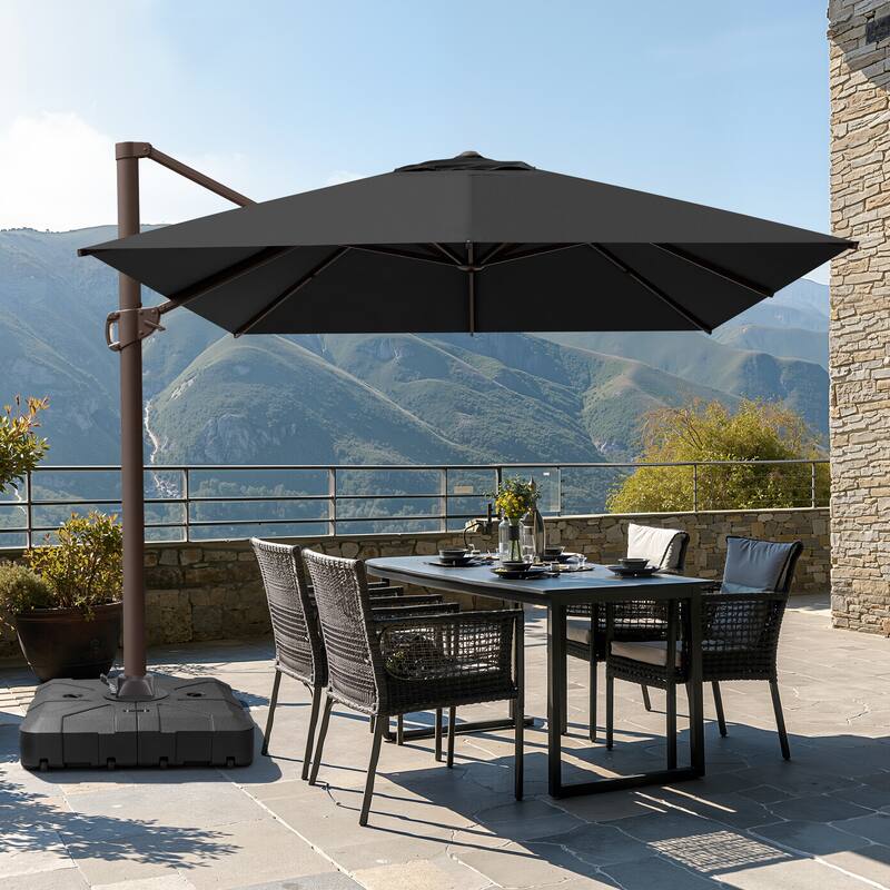 Outdoor 10x12.5 FT Patio Cantilever Umbrella with Weighted Base - Black