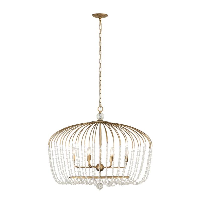 Varaluz Voliere 6-Light Crystal Oval Pendant - Havana Gold