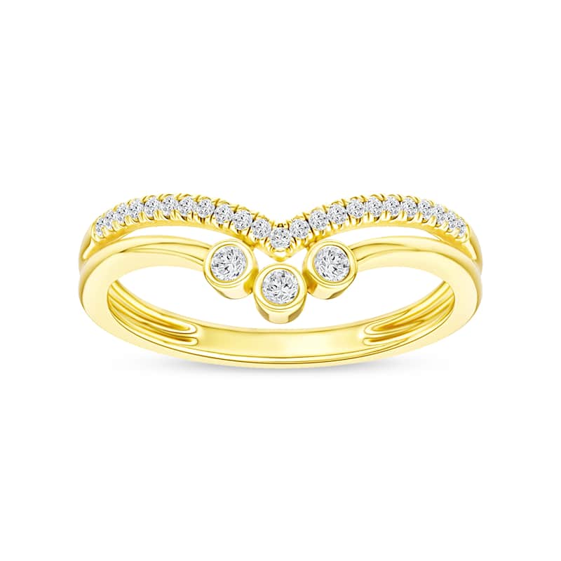 1/10ct TDW Diamond Contour Wedding Band in 10k Gold for Women - 6 - Yellow