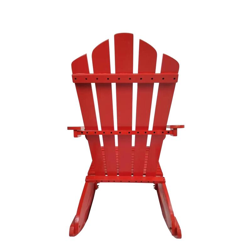 Reclining Wood Outdoor Rocking Adirondack Chair in Red