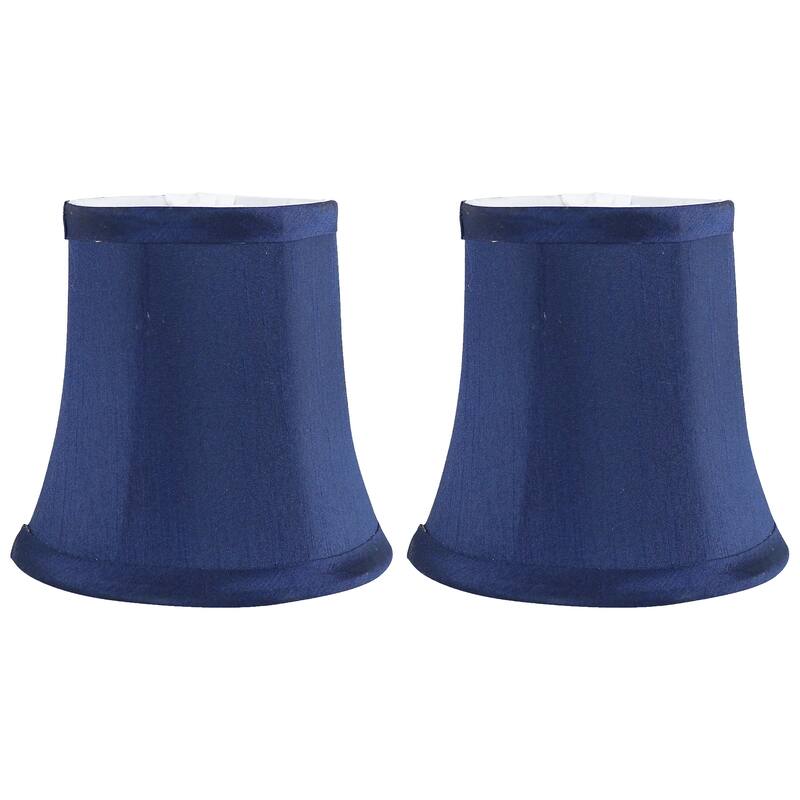 Meriville Faux Silk Clip On Chandelier Lamp Shades, 3.5-inch by 5-inch by 4.75-inch - Set of 2 - Blue