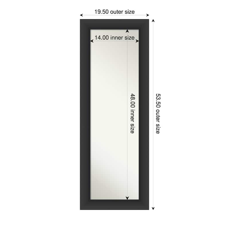 Sloped Non-Beveled Framed Full-Length On the Door Mirror - 20 x 54 in - Sloped Black