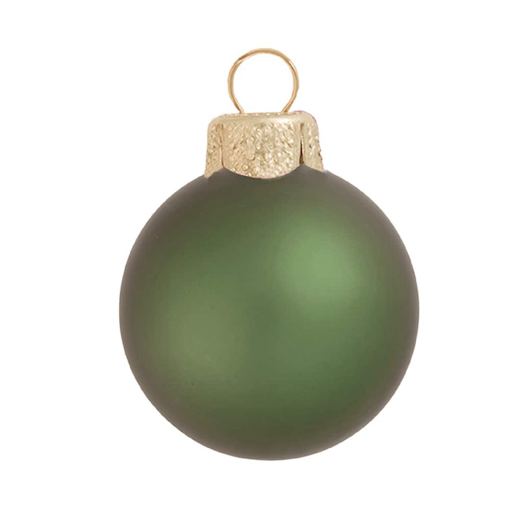 Matte Finish Glass Christmas Ball Ornaments 2.75" (70Mm) Green 12Ct