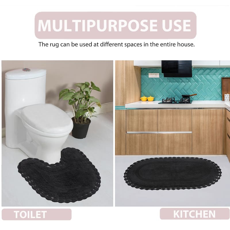 Hampton Contour Rug, Cotton Soft, Water Absorbent, Non Slip U Shape Contour Rug Machine Washable 20"x20" Contour