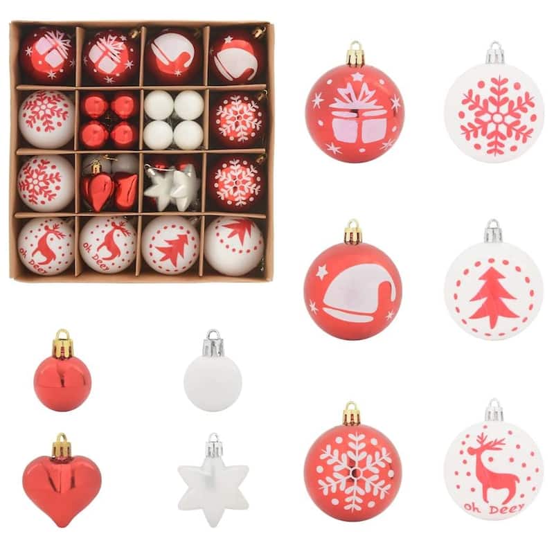 vidaXL Christmas Bauble Set 40 pcs Red and White - 2.4 x 2.4 x 2.4