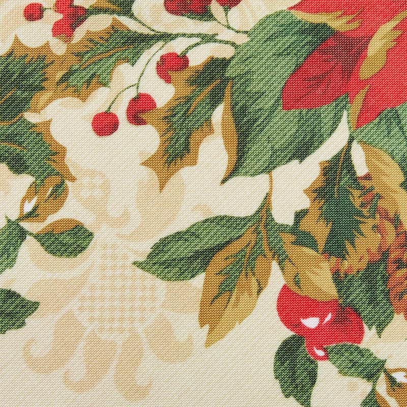 Violet Linen Holiday Christmas Poinsettia Garden Pattern Tablecloth