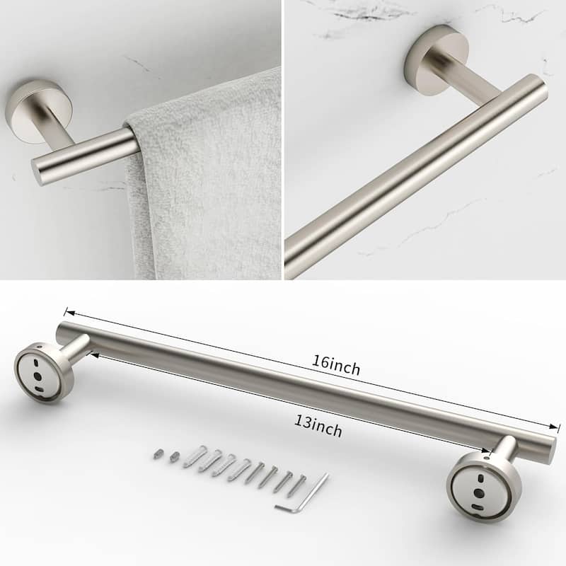 3-Piece Wall Mount Hardware Set 304 Stainless Steel Toilet Paper Holder and Towel Ring