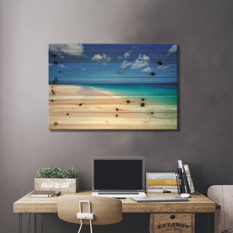 Serenity In Aruba I Print On Wood by Mark Paulda - Multi-Color