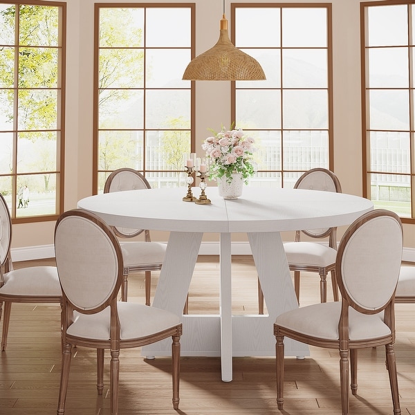 47 inch Round Dining Table Wood Dinner Table for 4 6 People On Sale Bed Bath Beyond 41492309