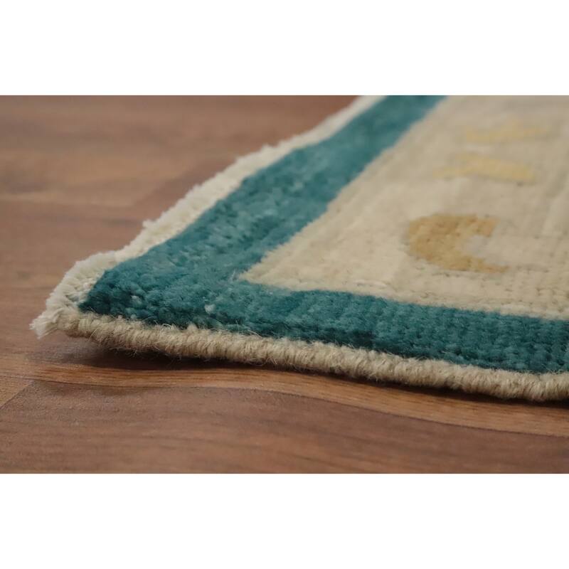 Hand Knotted Oriental 100% Wool Carpet Transitional Floral Green Oushak Area Rug - 14' 10'' X 9' 4''