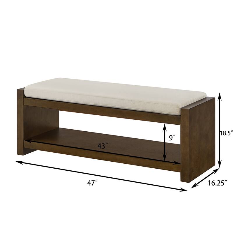 47" Accent Bench with Lower Shelf Shoe Rack
