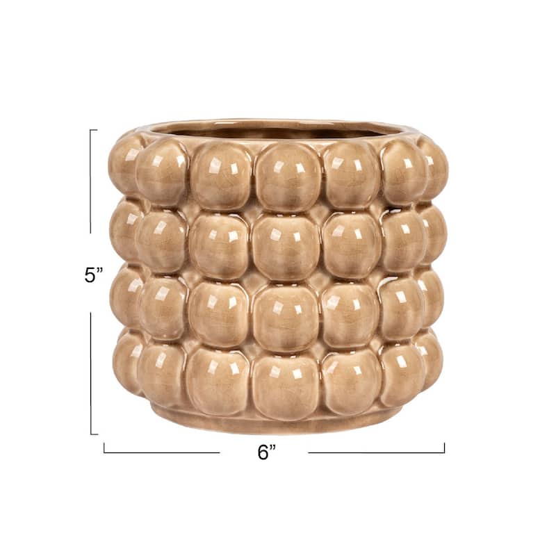 Stoneware Planter with Raised Dots - 5.9"L x 5.9"W x 4.9"H