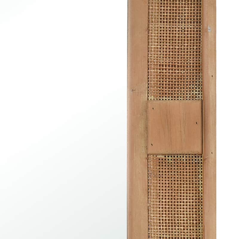 Atlas Cabana Rectangular Wood and Rattan Wall Mirror - 39.5 inch High