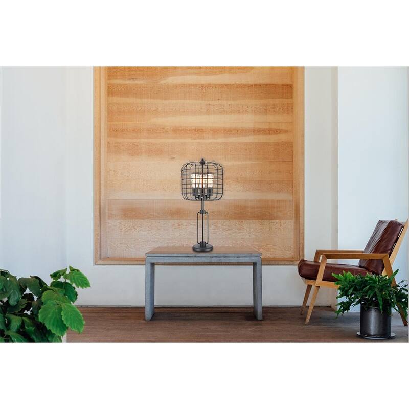 26"H Contemporary Metal Table Lamp in Matte Golden Bronze with White Linen Shade from Grandview Gallery