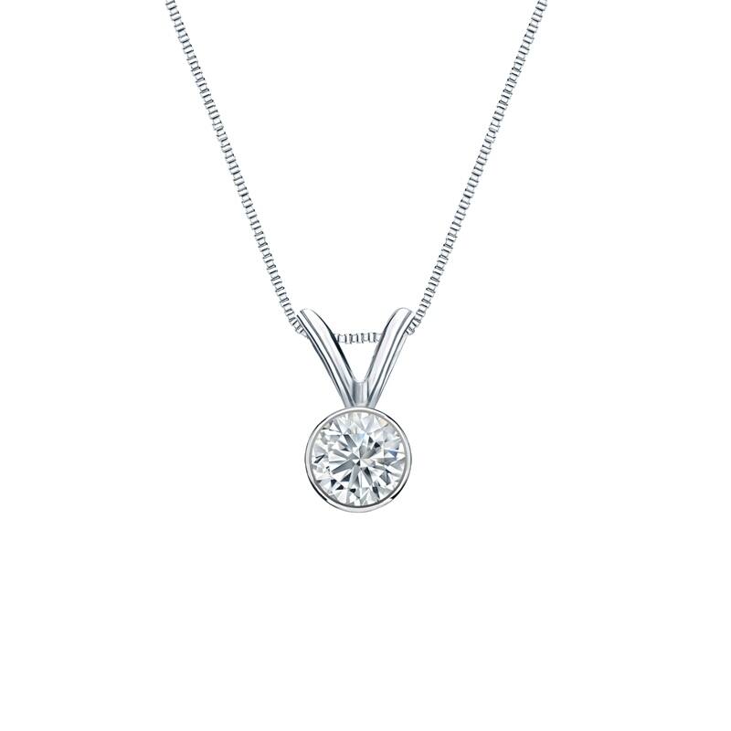 Auriya 18-karat Gold 0.20ctw Round Solitaire Lab Grown Diamond Necklace Bezel (H-I VS) - 0.2 - White