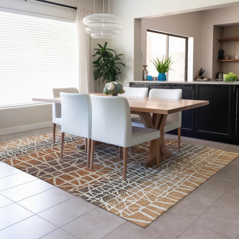 Machine Washable Indoor/ Outdoor Boho Global Chantille Rug