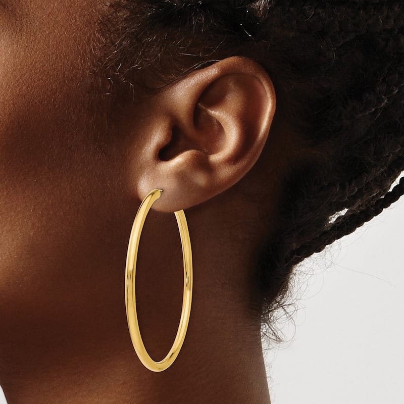 Curata 14k Yellow Gold Polished 2.75x55mm Large Endless Tube Hoop Earrings