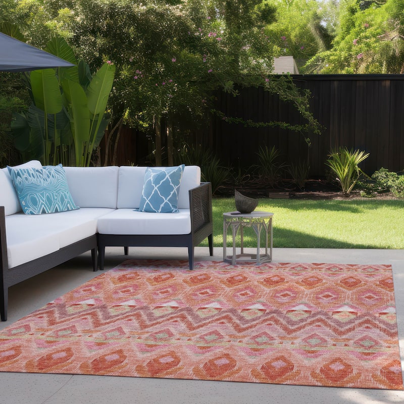 Machine Washable Indoor/ Outdoor Chantille Geometric Boho Rug
