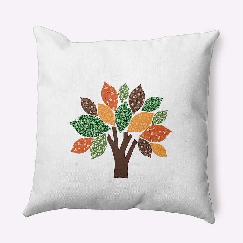 Printed Quilt Tree Accent Pillow - Forest Green - 26" x 26"