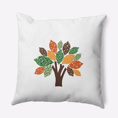 Printed Quilt Tree Accent Pillow