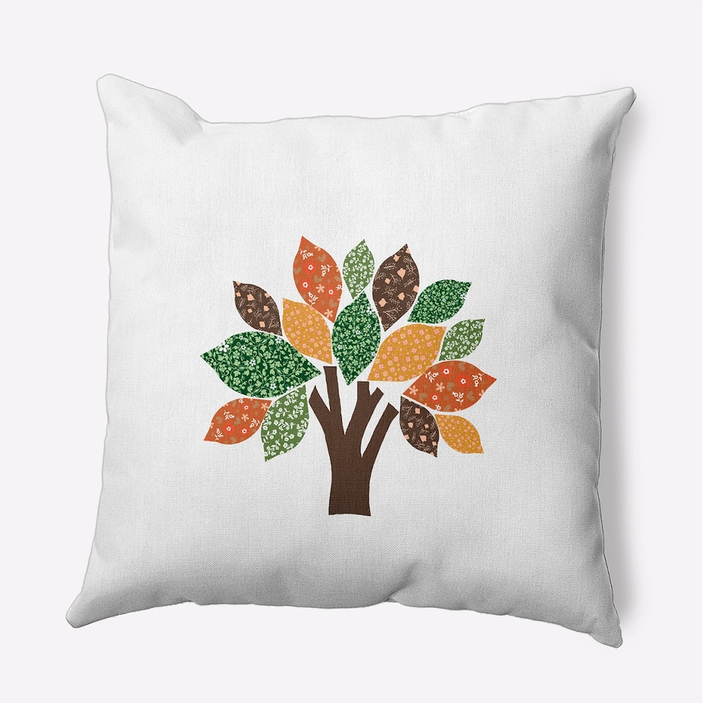 Printed Quilt Tree Accent Pillow