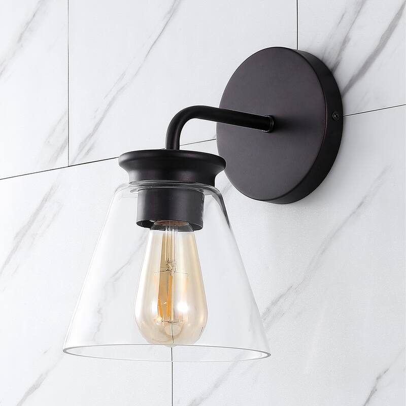 Kondo 6.38" Modern Farmhouse Iron LED Vanity, Oil Rubbed Bronze/Clear by JONATHAN Y