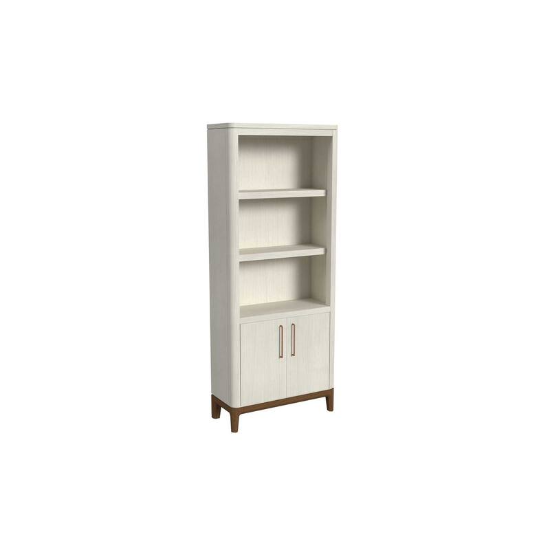 Contemporary Laminate Wood Bookcase with doors, Office Shelving, Storage Cabinet, Fully Assembled, White - White - Wood Finish